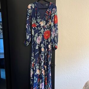 Lulu's Navy Floral Maxi Dress